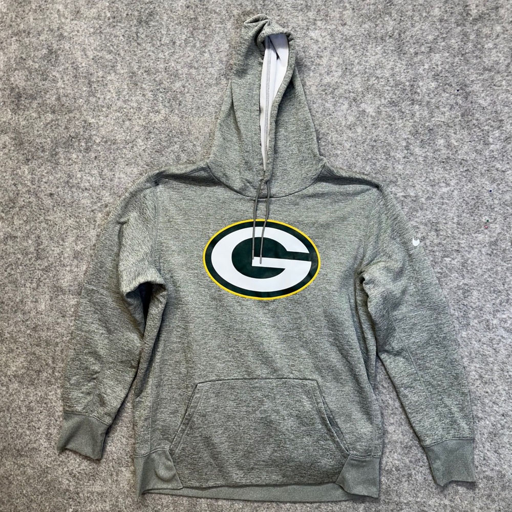 Nike Green Bay Packers Hoodie Mens XL Gray Dri-FIT NFL Pullover Sweatshirt